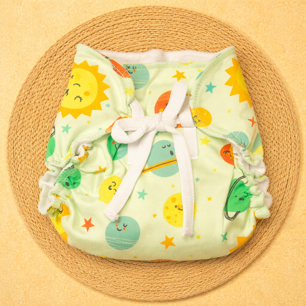 Dry Feel Langot for Newborns (0-6 Months)-solar print code: nbe, diaper-Knitted Cotton
